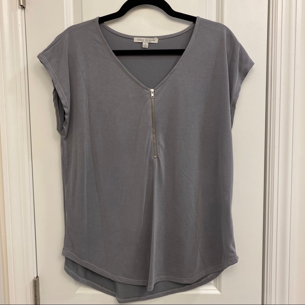 Green Envelope Los Angeles Zipper Blouse